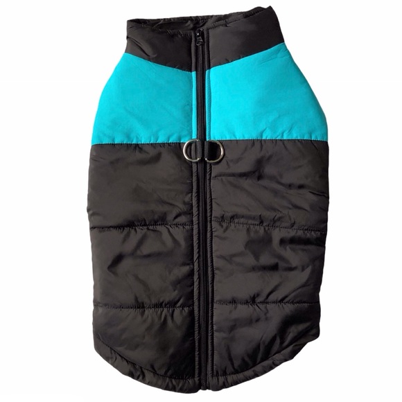 Dog PUFFER Jacket Coat Black Turquoise M NWOT - Picture 2 of 11